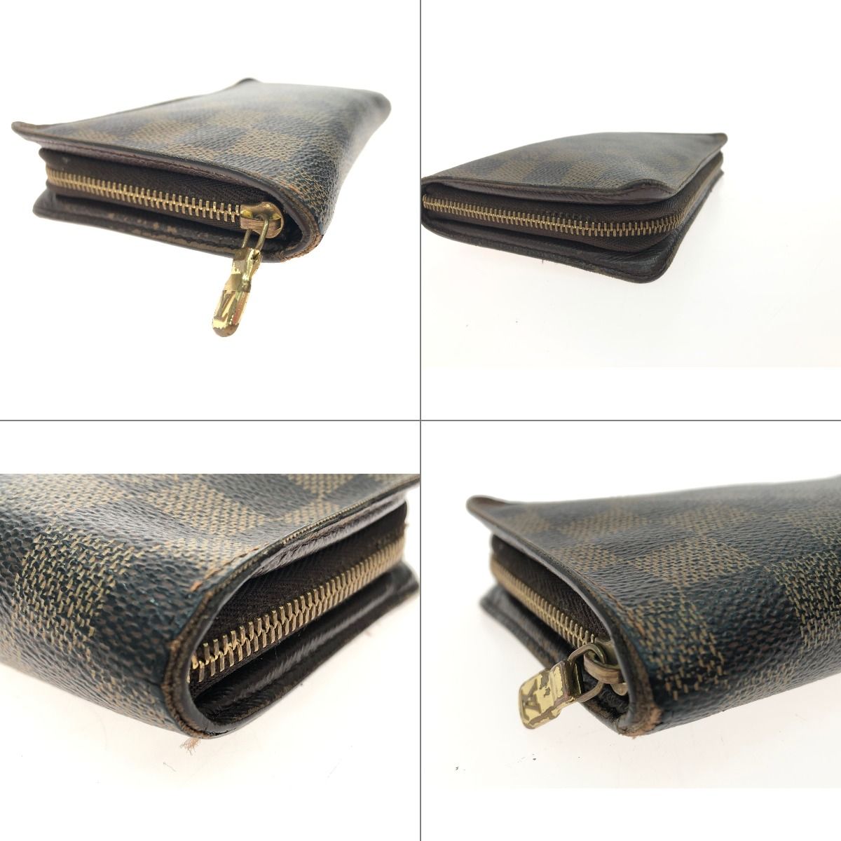 Louis Vuitton Women's Long Wallet Round Zipper Portomone Zip Damier Ebene