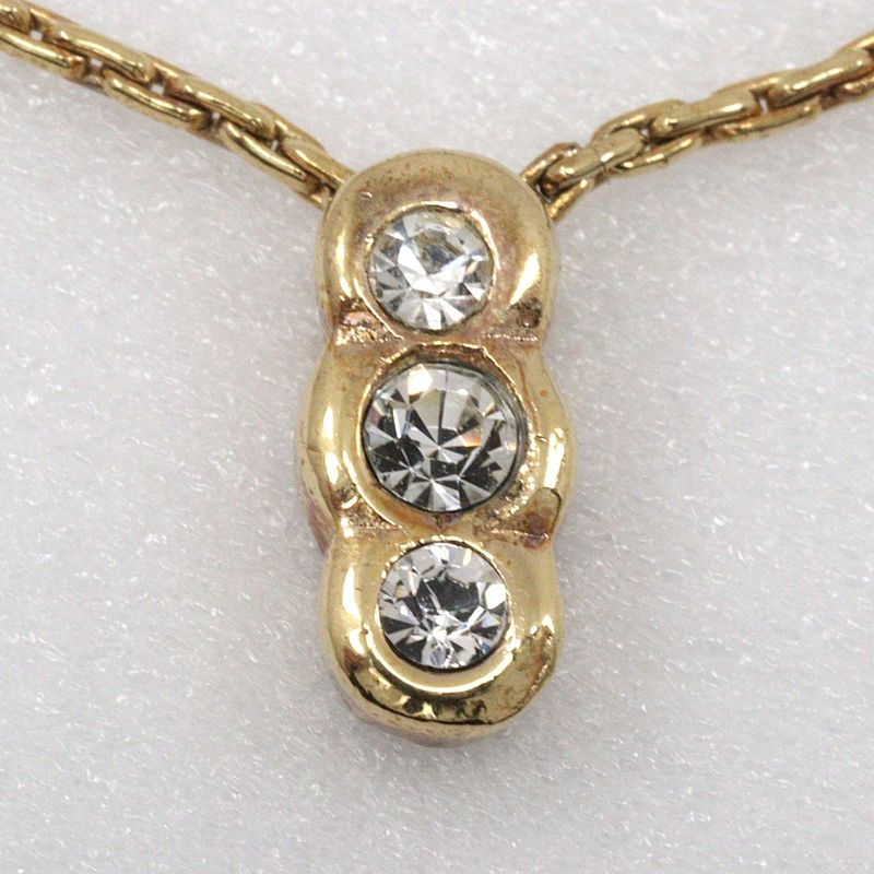 [dior] Christian Dior 3P Vintage Gold Plated And Rhinestone Ladies 4.5g Necklace
