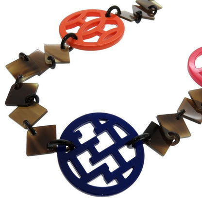 Hermes DIVA Long Necklace DIVA Buffalo Horn Lacquered Wood Multicolor 0812
