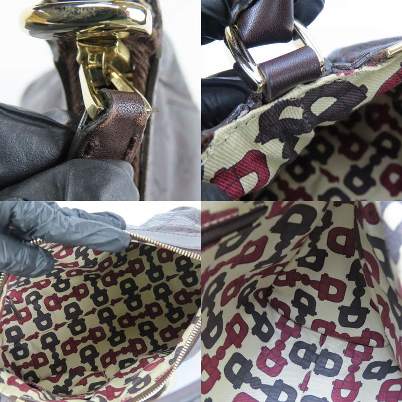 Gucci Handbag 190525 Abby Simaleather Dark Brown Gold Hardware One Shoulder