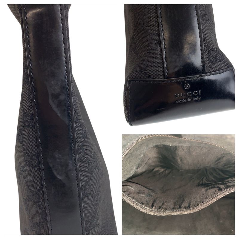 Gucci Black Silver Hardware GG Canvas/plastic 001 3752 Shoulder Bag Women 504840