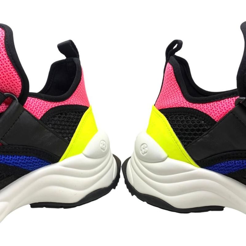 Louis Vuitton Sneakers Run 55 1a9pdc Size 35 Logo Mesh Blue Pink Black Louis