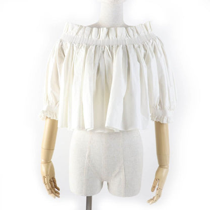 Christian DIOR 311b10a3124 Cotton Silk Off Shoulder Smock Top Ivory 40 Made In