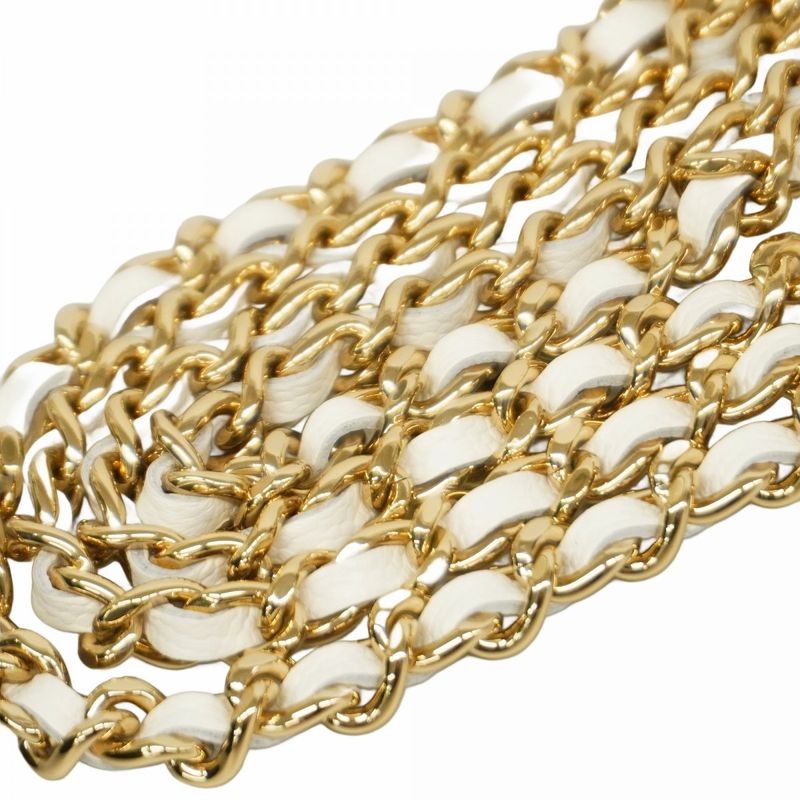 Chanel Handbag Matelasse Caviar Skin White Chien Pan Gold Hardware 2WAY Bag