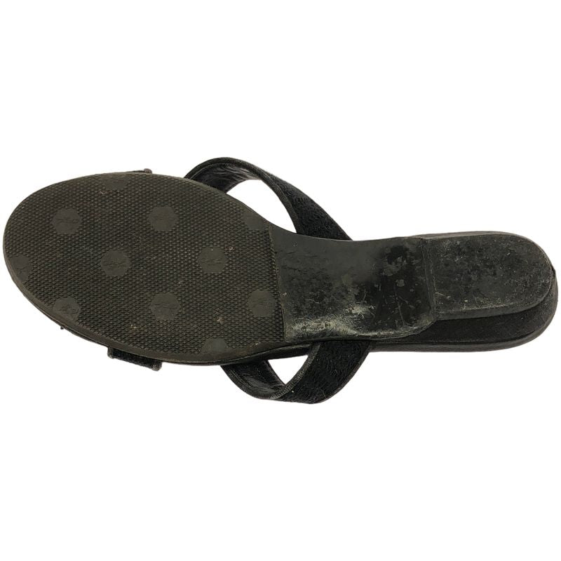 Chanel Camellia Strap Leather Sandals Black