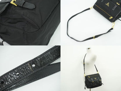 Authentic Prada Nylon Shoulder Bag Pochette Black Bag Pre-owned [follow-up