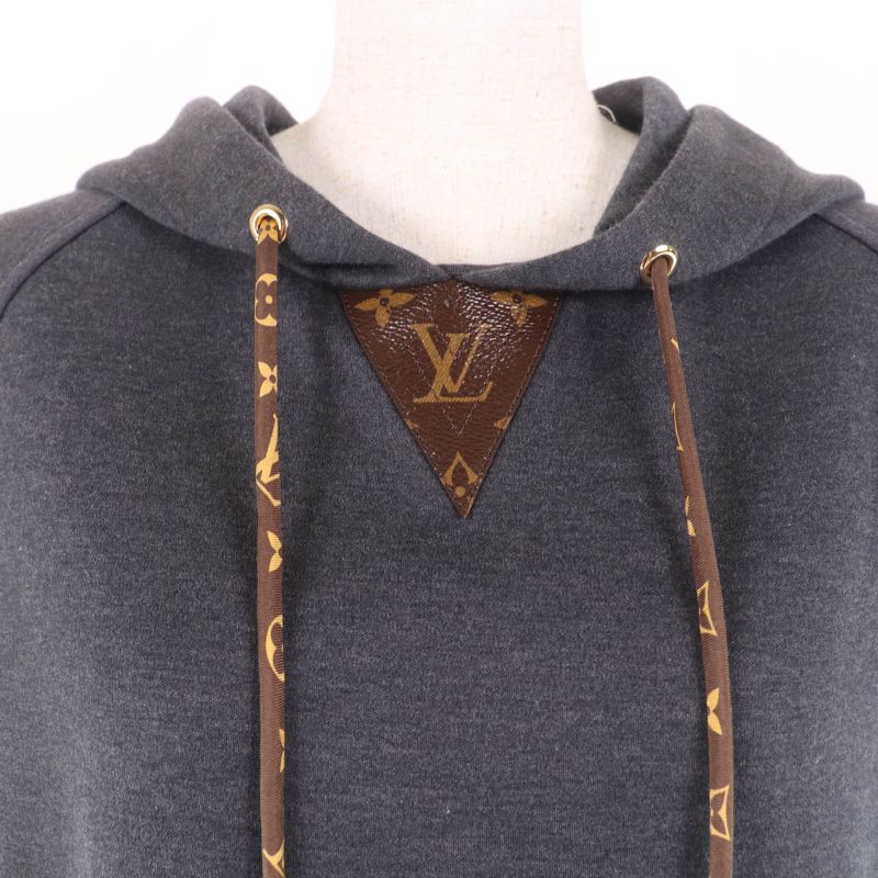 Louis Vuitton 20AW Cotton Monogram Sleeveless Hoodie Top Dark Grey S Made In