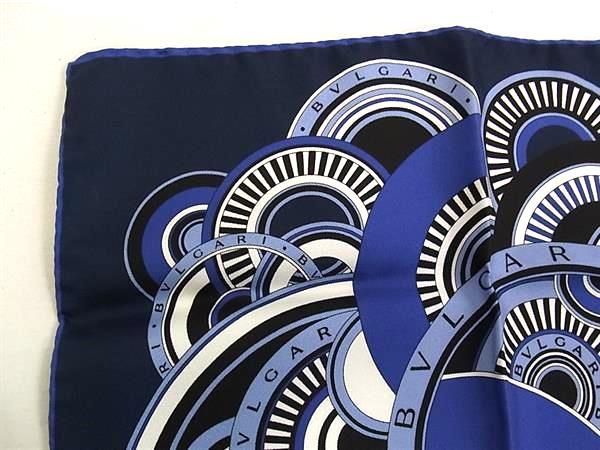 Bvlgari 100% Silk Scarf Handkerchief Women's Blue Bk6291