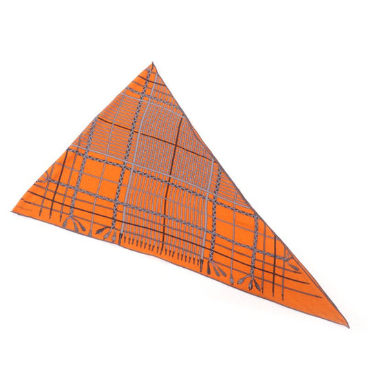 Hermes Rosange Shawl Cashmere Silk Orange/gri-cles Cles Scarf With Box Made In