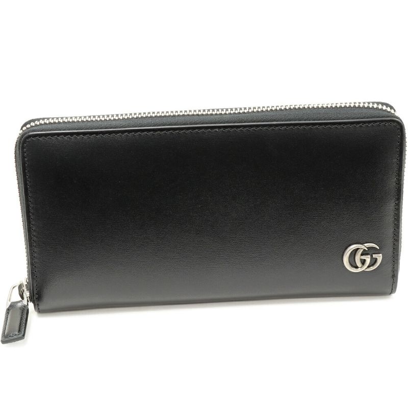 Gucci Round Zipper Long Wallet With Coin Purse GG Marmont Double G Zip Around