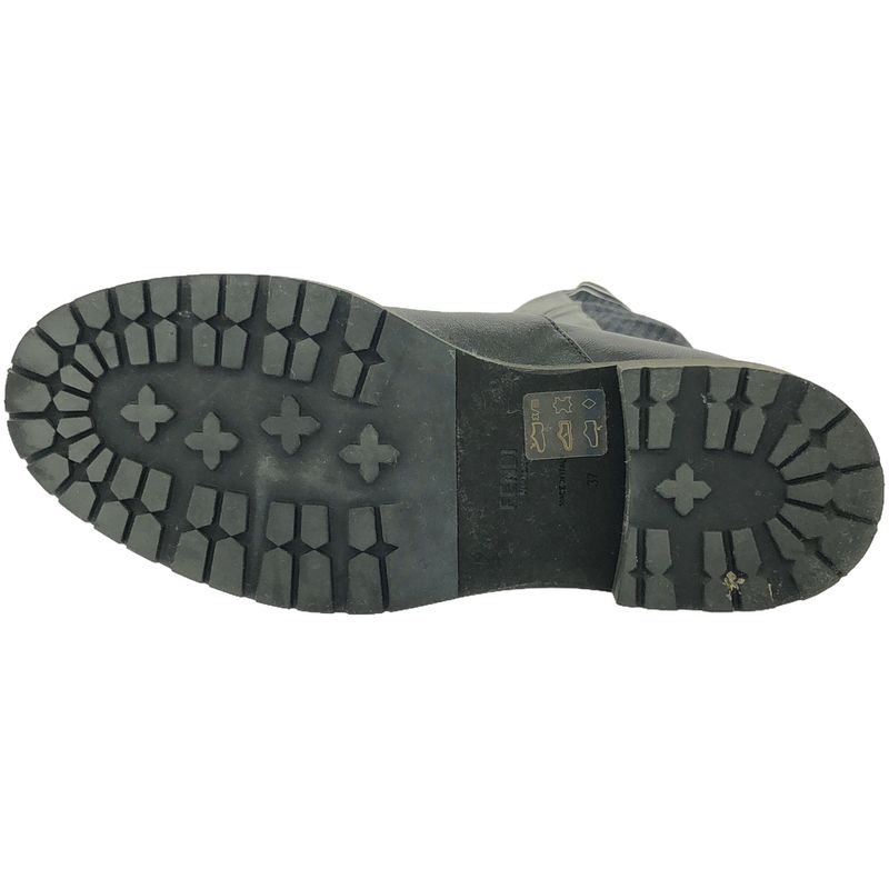 Fendi 17aw Knee-High Long Knit Boots Black 37