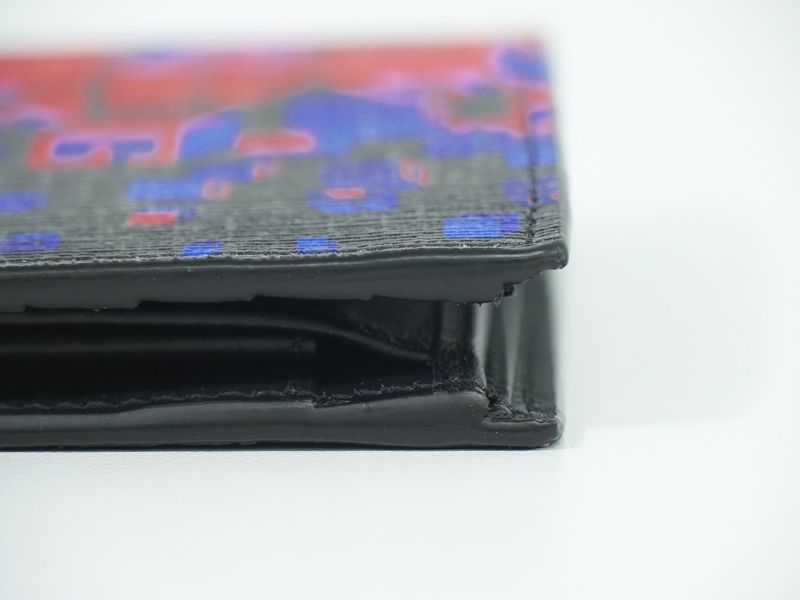 Authentic Gucci Square G Space Fold Wallet Compact Wallet PVC Black Red Blue