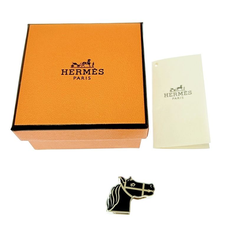 Hermes GP Cadrige Twillie Ring Scarf Ring Gold Black 324038 Scarf Ring
