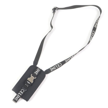 Celine 10j21 Trekking Cell Phone Holder With Logo Belt Phone Pouch Black Made