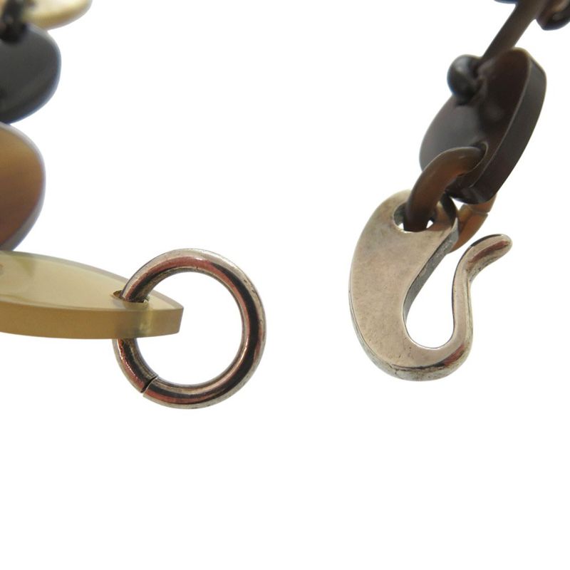 Hermes Large Horn Necklace Teardrop Buffalo Horn Silver 925 Brown 1458 Hermes