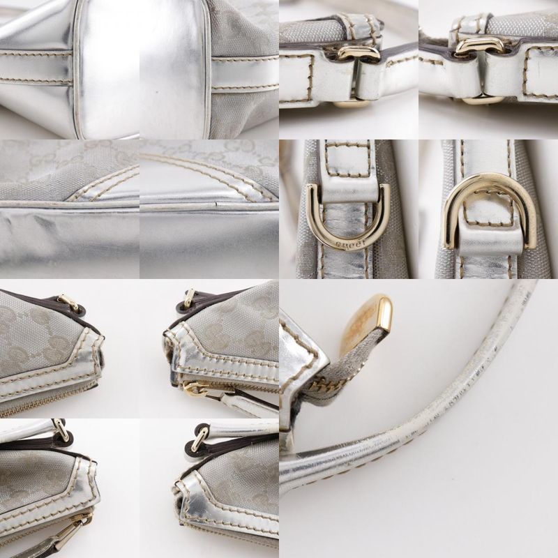 Gucci Interlocking G 182491 GG Canvas Silver Ladies Shoulder Bag