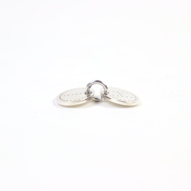 Hermes Eclipse Evelyn Ag925 H Logo Motif Perforated Oval Pendant Top Silver