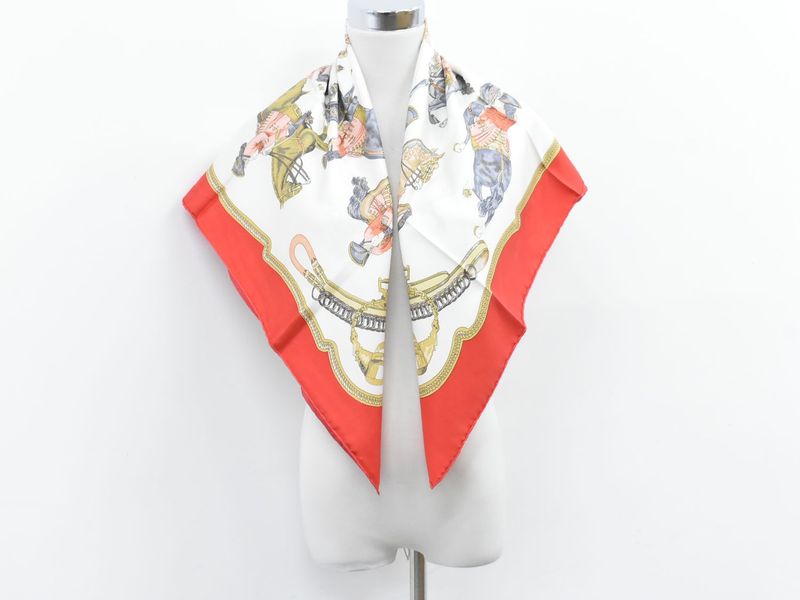Authentic Hermes Scarf Carré 90 Reprise Riding Landscape Scarf Shawl Bandana