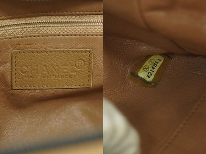 Authentic Chanel Logo Matelasse Boston Bag Handbag Caviar Skin Leather Pink