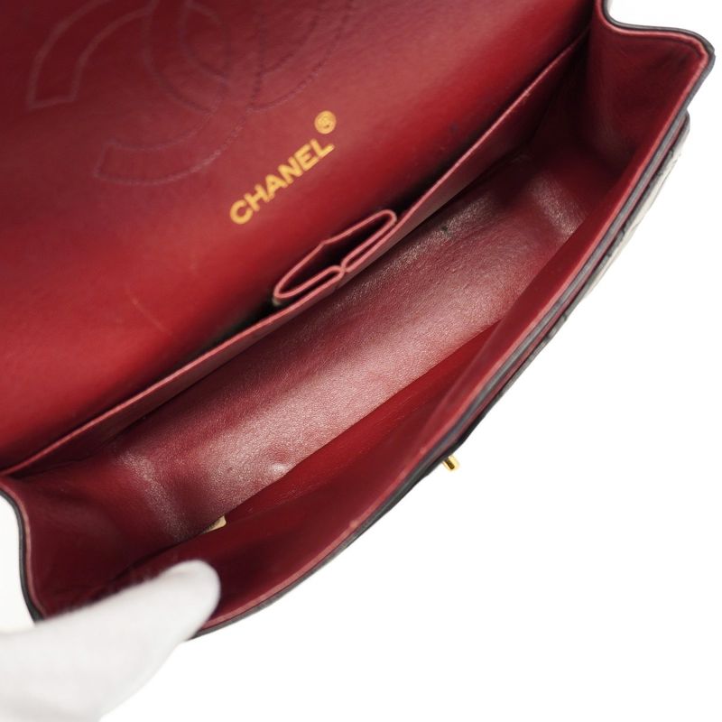 Chanel Shoulder Bag Matelasse Lambskin Black Gold Hardware Women