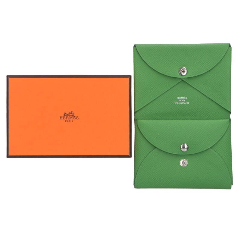 Hermes Calvi Leather Coin Case Men's Stamped B