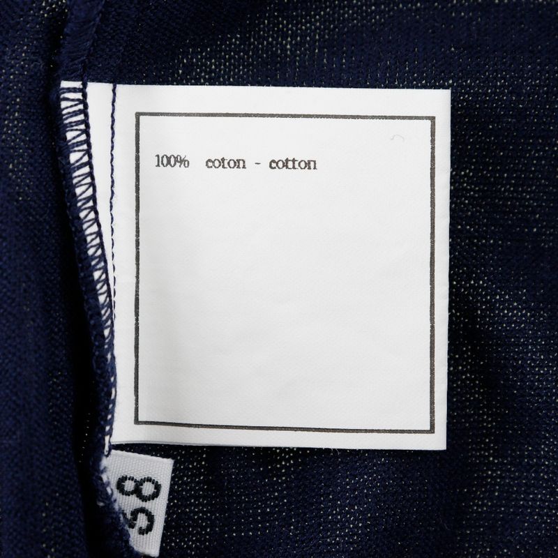 Chanel Short Sleeves 96P P06382 Cotton Navy Blue Ladies Knit