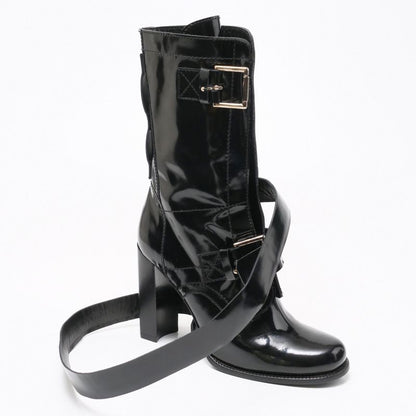 Celine Boots Size 35.5c Middle Boots Belt Shoes Made In Italy