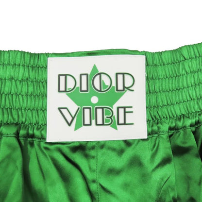 Unused 22SS Christian DIOR Boxing Shorts Half Pants Logo DIOR VIBE Green S
