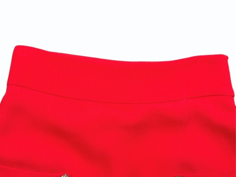 Miu Miu Bijou Pocket Flare Skirt Rayon Acetate Rhinestone Red 4 36 — view 6
