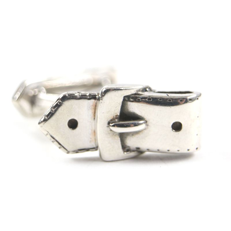 Hermes Vintage Belt Motif Cufflinks Button Cufflinks Silver Made In France