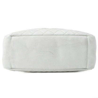 Chanel Shoulder Bag Matelasse Caviar Skin White Double Chain GST Silver