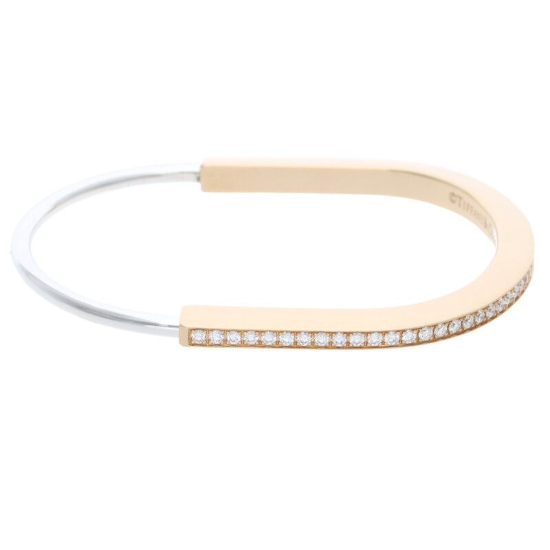 Tiffany & Co Lock Padlock Half Diamond Bangle Men's L