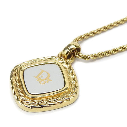 Christian Dior Necklace Metal Gold Silver Plated Accessories Logo Ladies Women