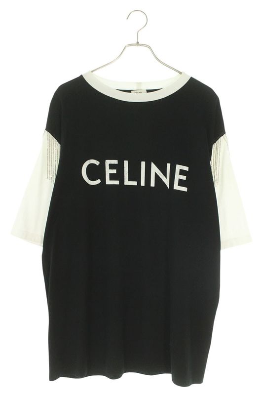 Celine 2x29c671q Logo Print Fringe Cotton Jersey T-shirt Men's S