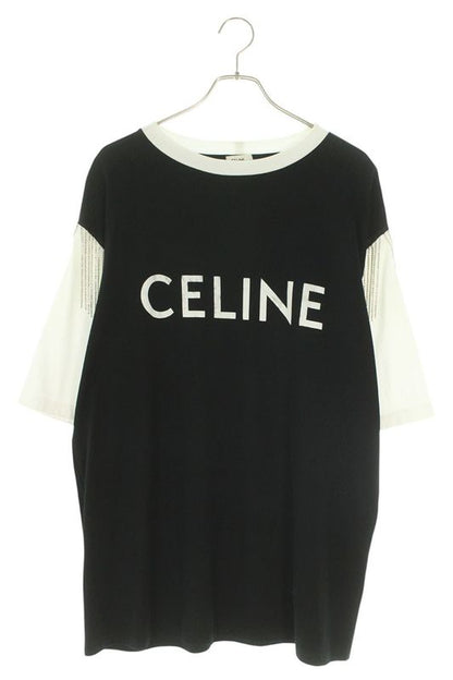 Celine 2x29c671q Logo Print Fringe Cotton Jersey T-shirt Men's S