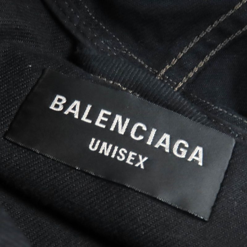 Balenciaga 22AW 719313 Tnw54 Denim Foodie Pull-over Parker 100% Cotton Damaged
