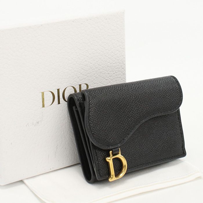 DIOR Trifold Wallet Saddle Trifold Wallet Leather Women's