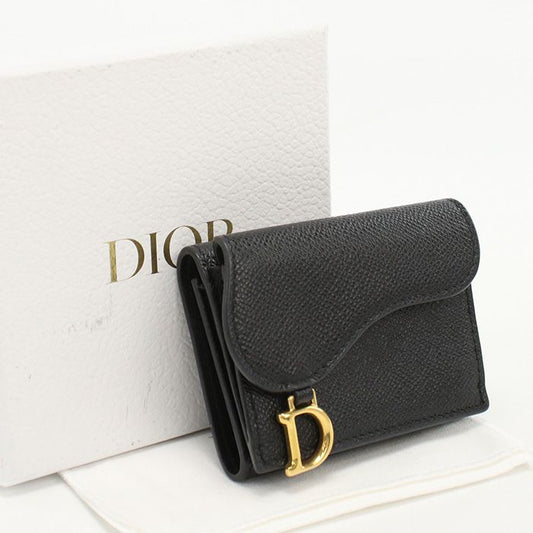 DIOR Trifold Wallet Saddle Trifold Wallet Leather Women's