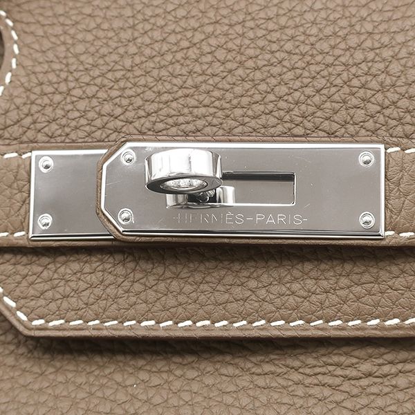 Hermes Handbag Birkin 30 Togo Etoupe Silver Hardware Glazed with Recolor