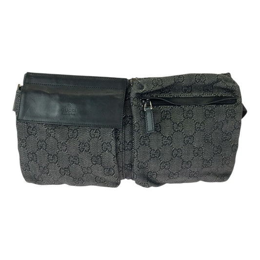 Gucci Black Silver Hardware GG Canvas 23566 Waist Bag Bum Bag Women 505371