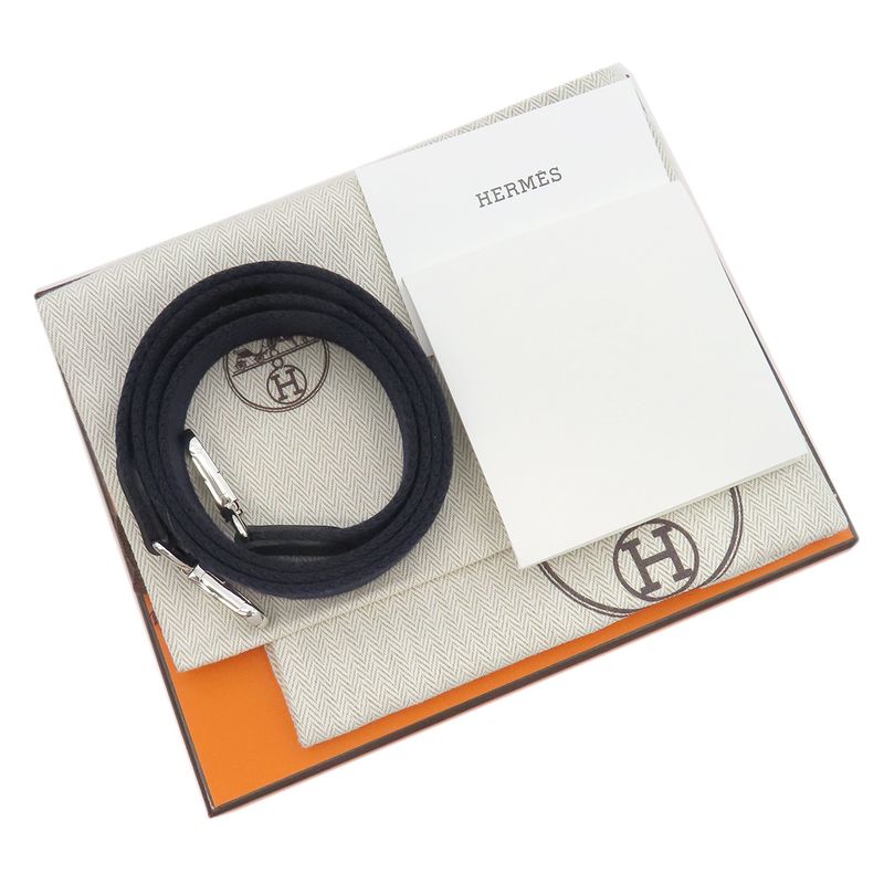 Hermes Shoulder Bag Evelyn TPM Taurillon Clemence Blue Nuit Silver Hardware