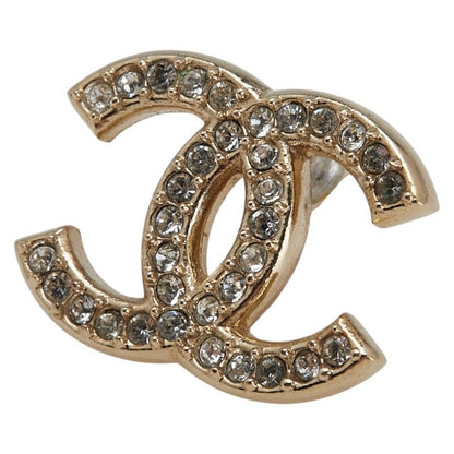 Chanel Coco Mark Rhinestone Earrings One Side Only Gold Plated Women's Chanel