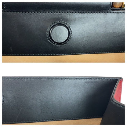 Gucci Bamboo Nim Fair Black Gold Hardware Leather 453764 Handbag Shoulder Bag