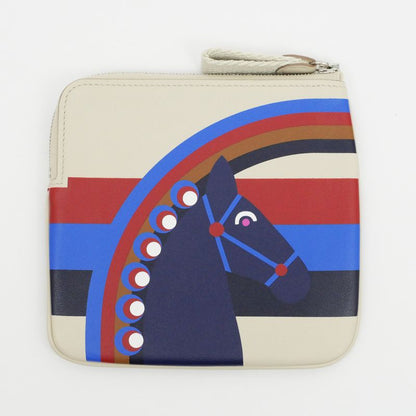 Hermes Carre Pocket Pouch Beton Swift Y Engraved Horse Beige Leather