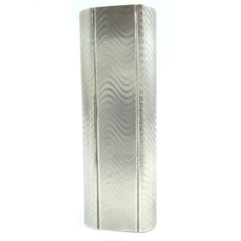 Cartier Wave Pattern Oval Shape Smoking Goods Gas Lighter Silver