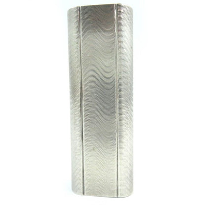 Cartier Wave Pattern Oval Shape Smoking Goods Gas Lighter Silver