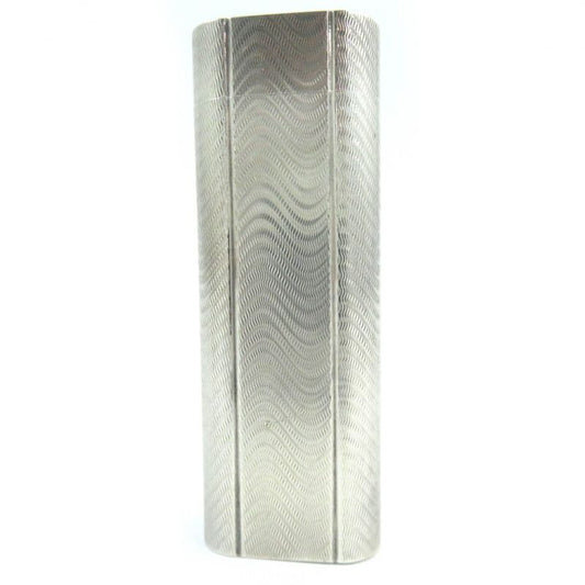 Cartier Wave Pattern Oval Shape Smoking Goods Gas Lighter Silver