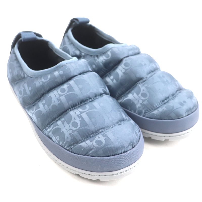  DIOR Homme Nylon Leather Oblique Padet Snow Slipper Slip-on Blue Grey 41 Made