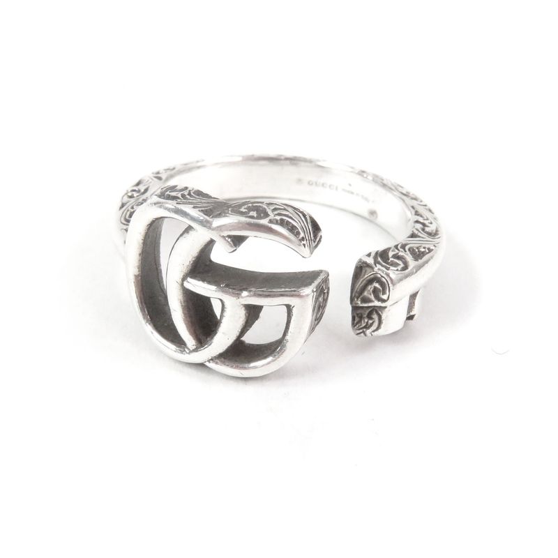 Gucci 627760 Arabesque Key Motif GG Logo Ring Silver Sv925 15 Made In Italy
