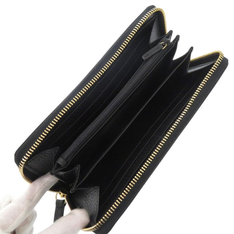 Gucci Round Zipper GG Marmont 456117 Leather Black Long Wallet Black 1001 Gucci